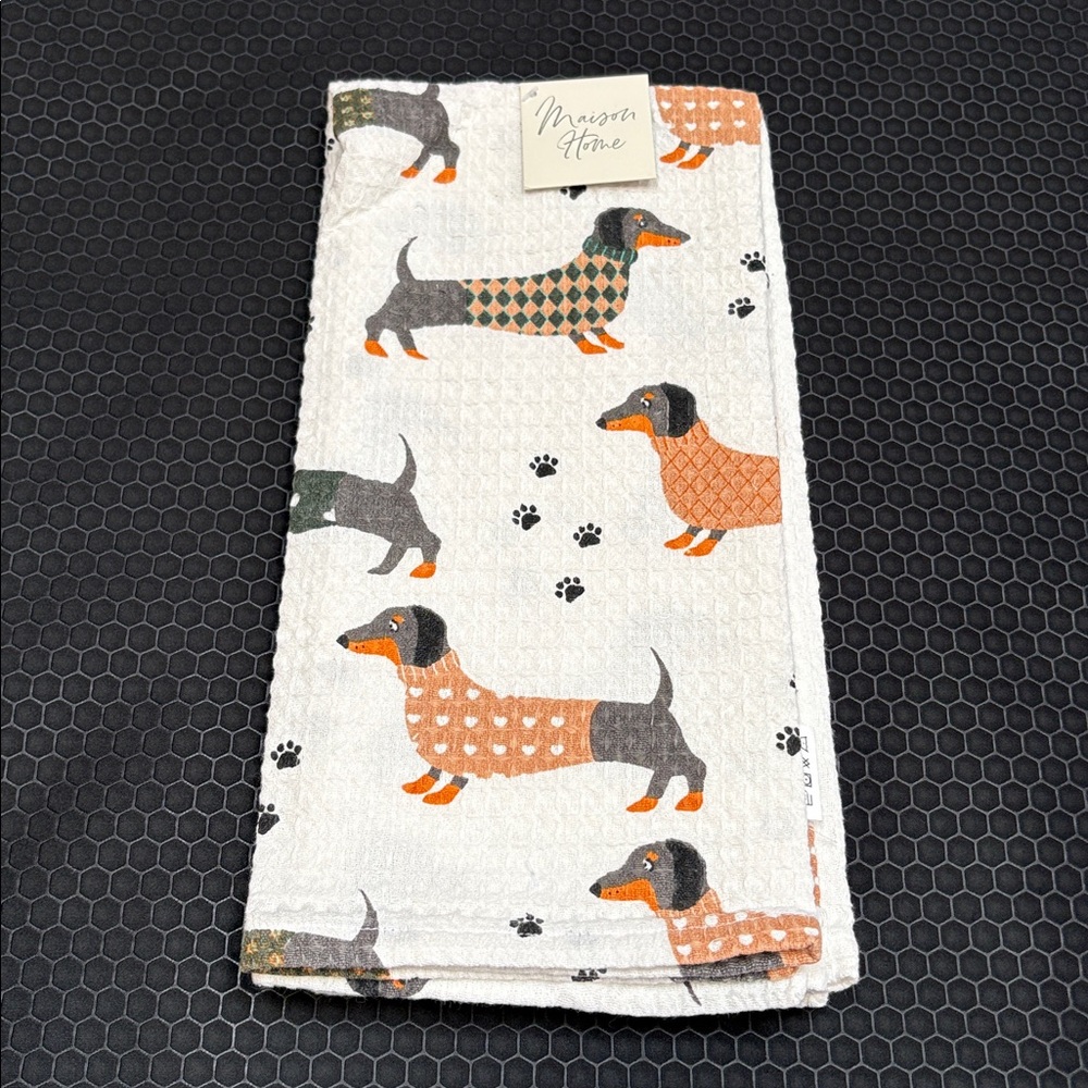 Kitchen waffle towels - set of 2-  with Dachshund dogs